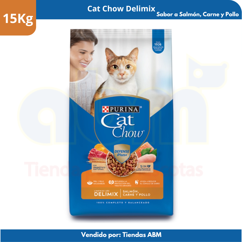 Cat Chow 15 Kg Delimix Salmon, Carne y Pollo