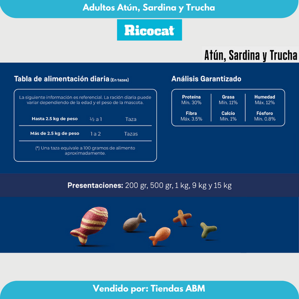 Ricocat Adulto Atún, Sardina y Trucha