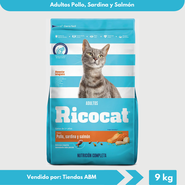 Ricocat Adulto 9Kg Pollo, Sardina y Salmon