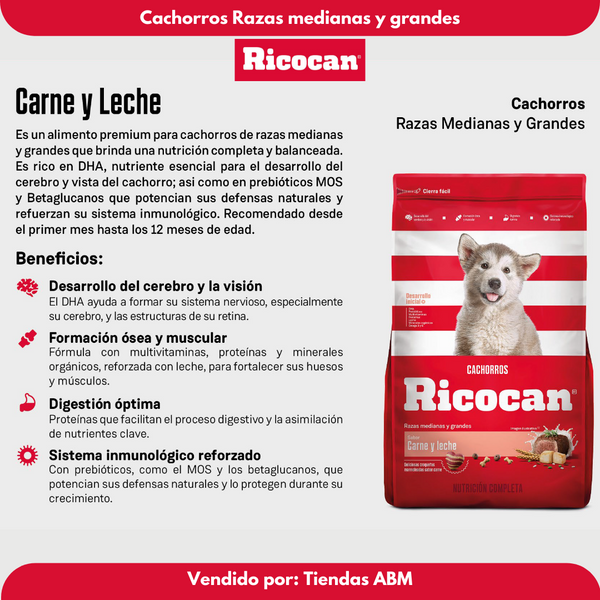 Ricocan Cachorros 15Kg Razas Medianas y Grandes