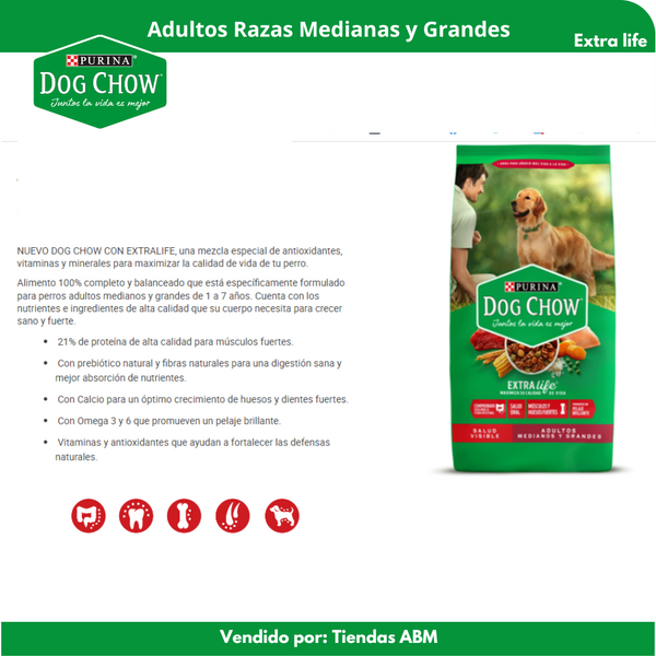 Dog chow Adulto 21Kg Razas Medianas y Grandes