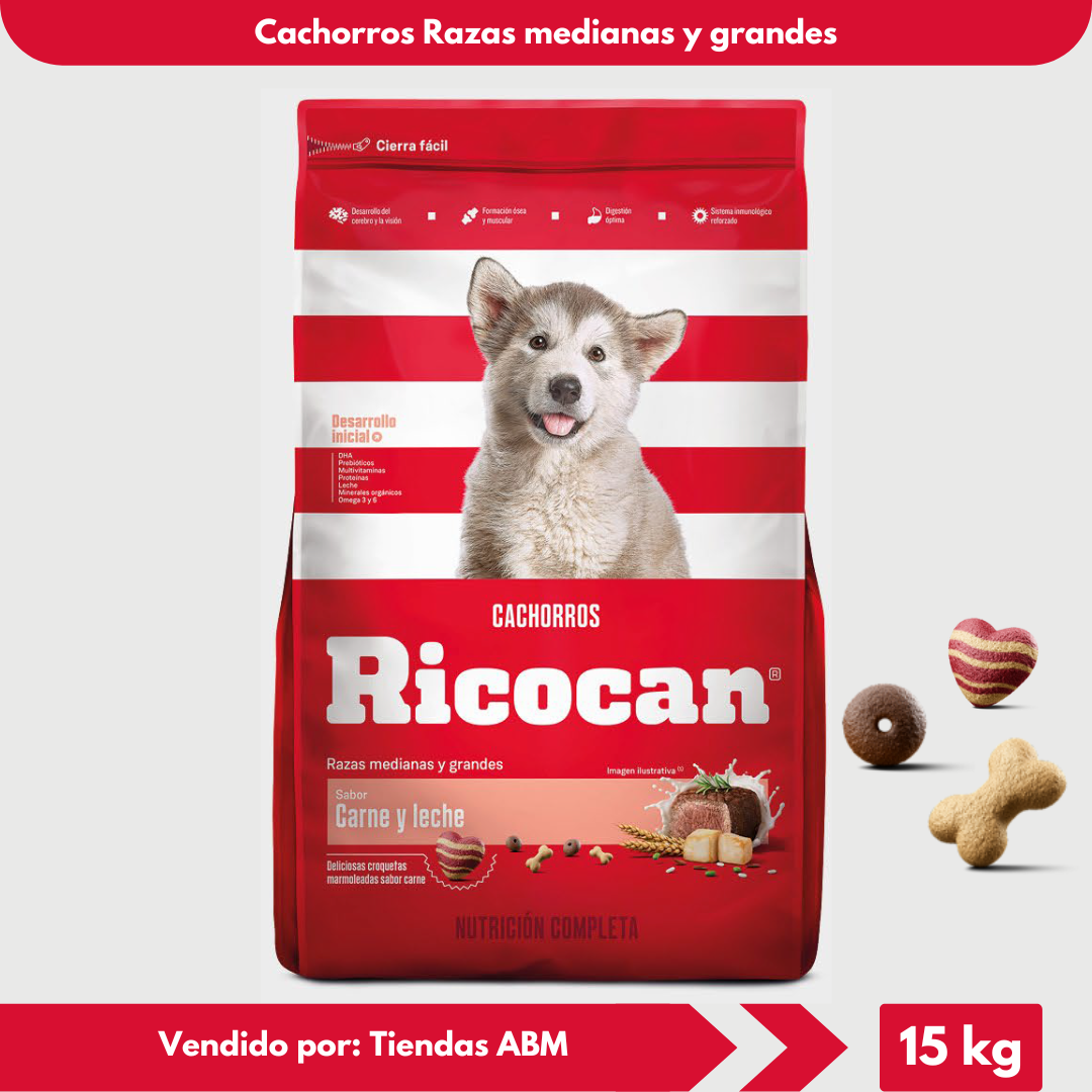 Ricocan Cachorros 15Kg Razas Medianas y Grandes