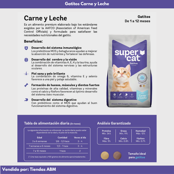 Supercat Gatito 9Kg Carne y Leche